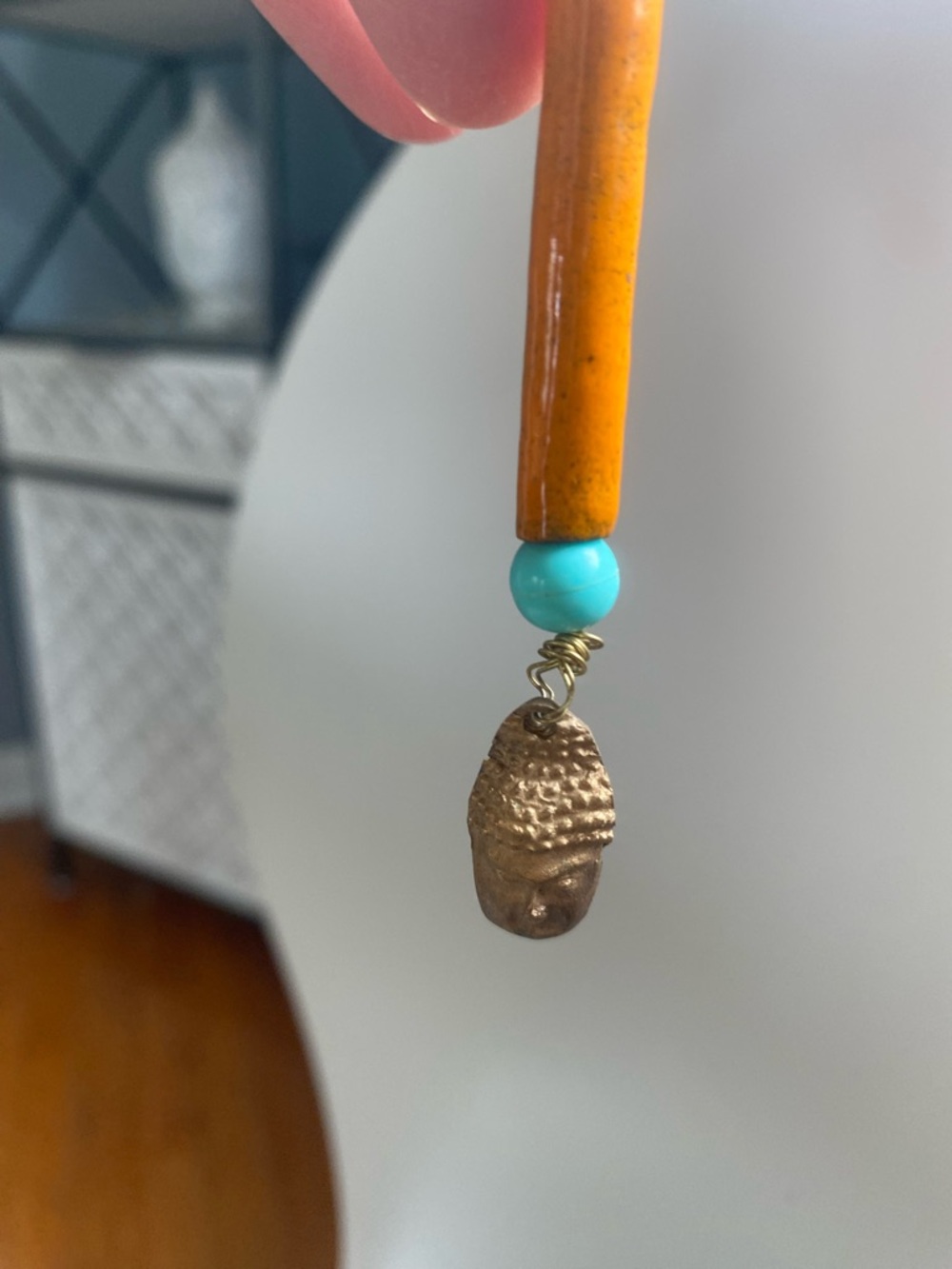 Handmade Turquoise Bead & Buddha Earrings
